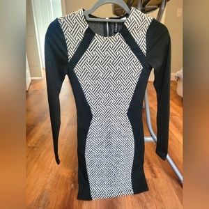 Black and white block coloring dress